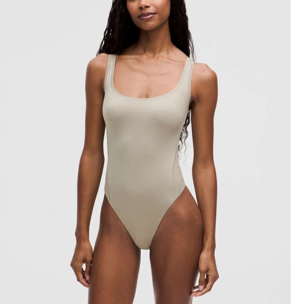 NWT Lululemon Wundermost Nulu Bodysuit Size M Riverstone Beige Neutral Layer